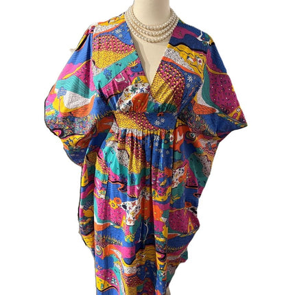 Blue Platypus - Periwinkle Maxi Landscape Caftan (1X - 3/4X)